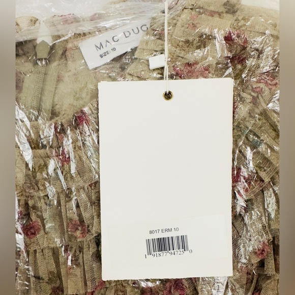 Mac Duggal 8017 Ecru Multicolored Fully Ruffled Short Sleeve Formal Dress 10 NWT - Picture 6 of 9